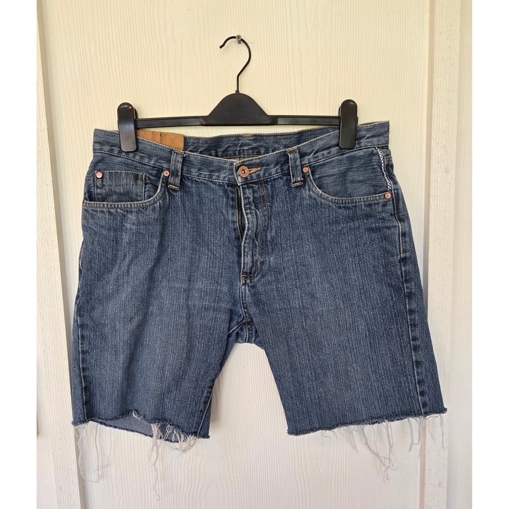 Vans Off The Wall Denim Cutoff Shorts Sz 34 Streetwear Retro Skater Indie Y2K